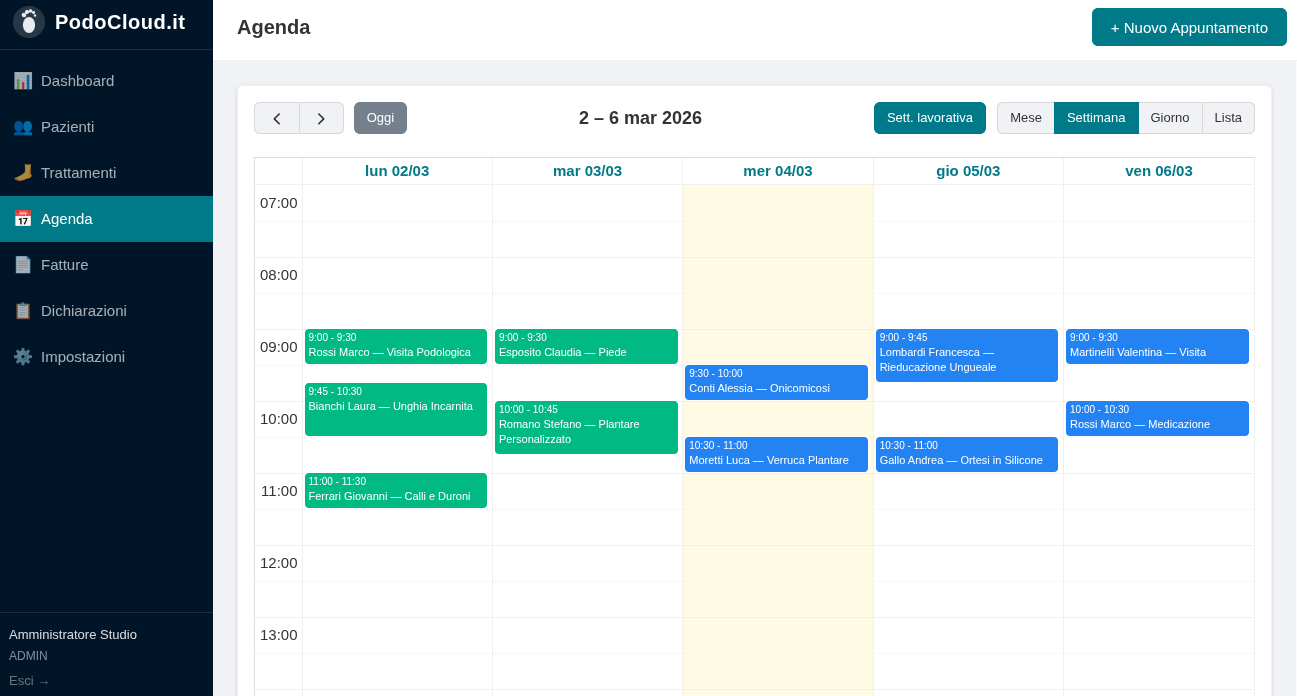 Calendario Appuntamenti